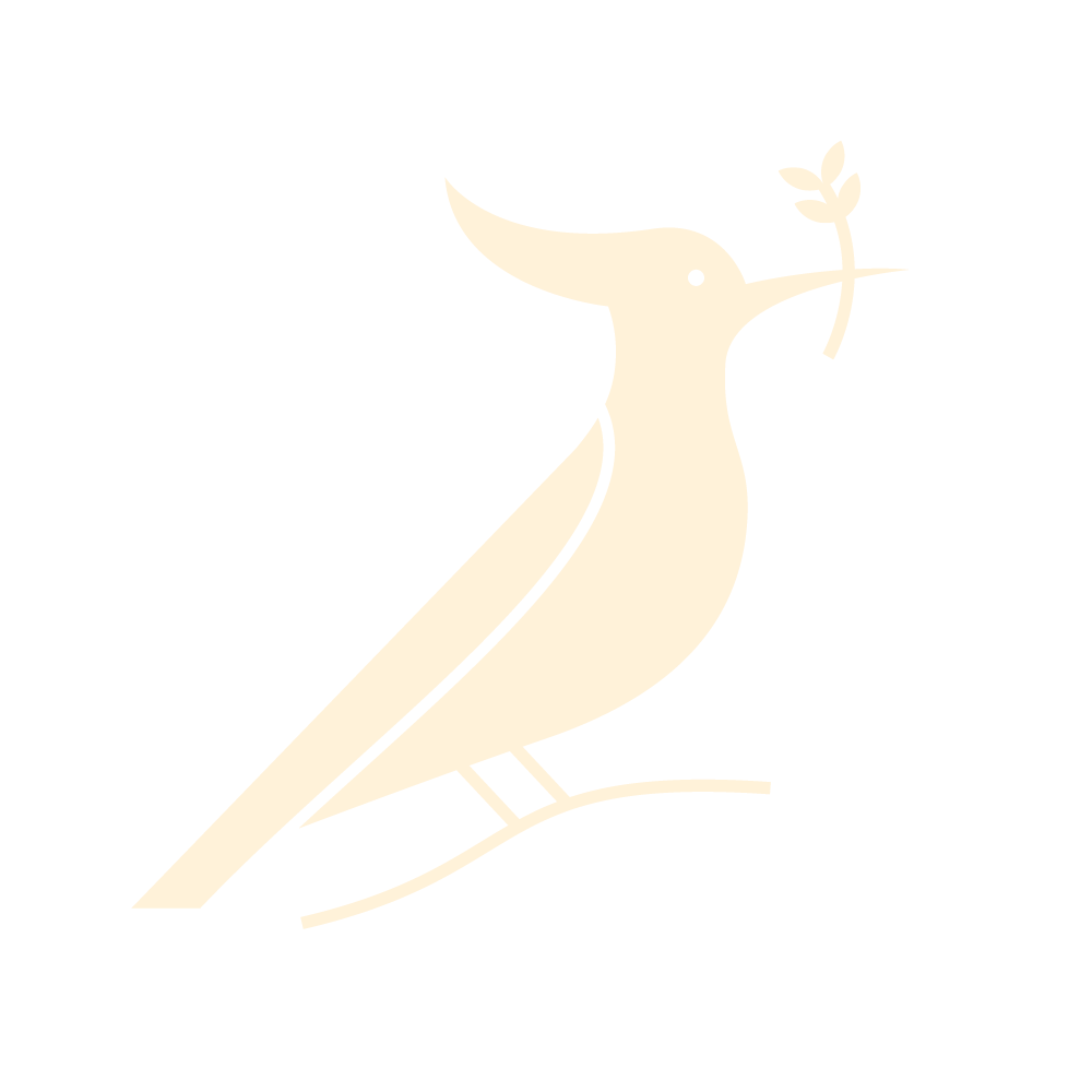 Silhouette d'une huppe tenant un épi de blé dans son bec, le logo de Birdie's